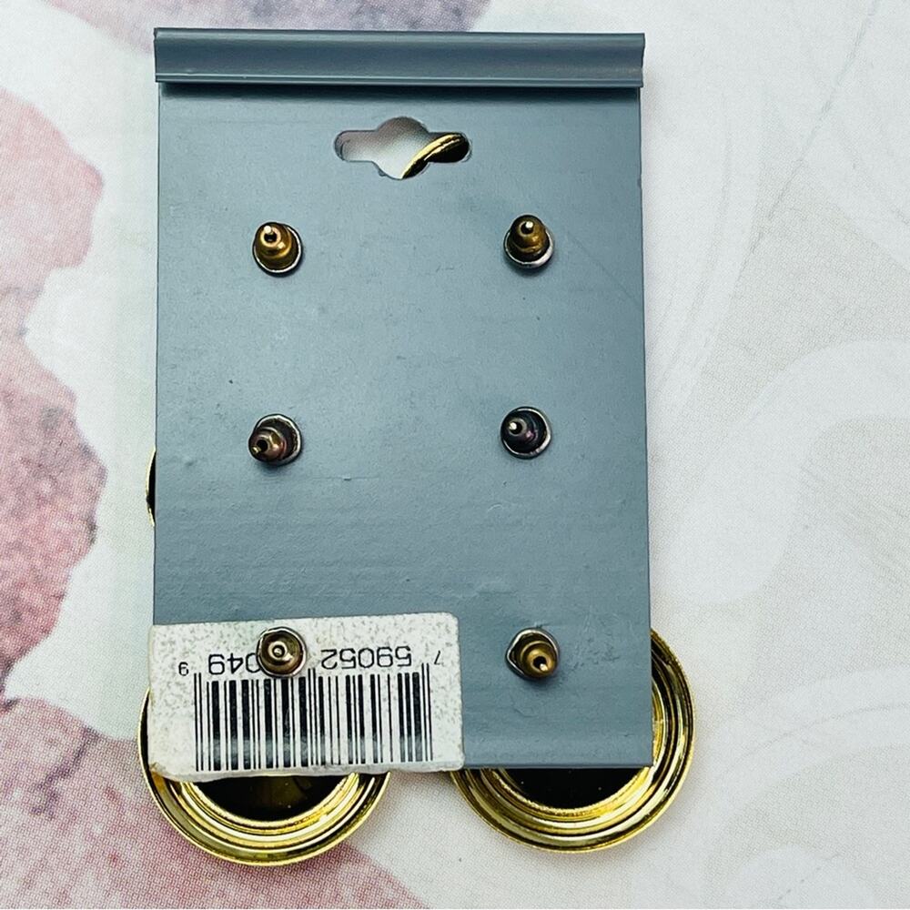Out and About 3 Pair Gold Color Swirl NWT Earrings Pierced - Picture 3 of 6